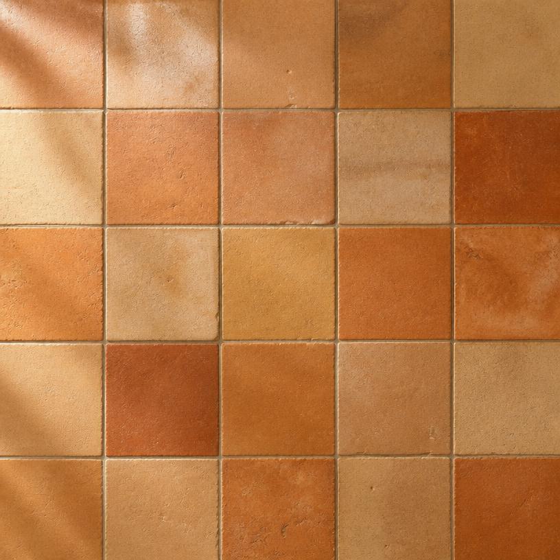 Close-up of terracotta tile samples